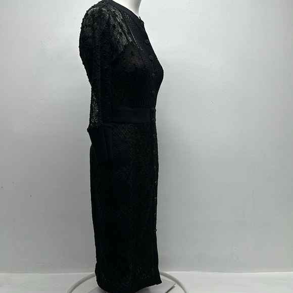 Beguile by Byron Lars Mona Dress Button Down Front  Lace Black Size 0 - Picture 5 of 13
